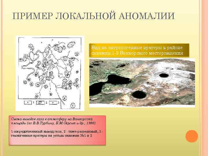 ПРИМЕР ЛОКАЛЬНОЙ АНОМАЛИИ Вид на антропогенные кратеры в районе скважин 1 -3 Ванкорского месторождения