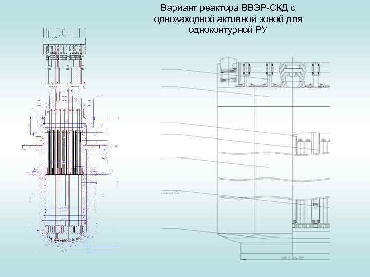 Вариант реактора ВВЭР-СКД с однозаходной активной зоной для одноконтурной РУ 