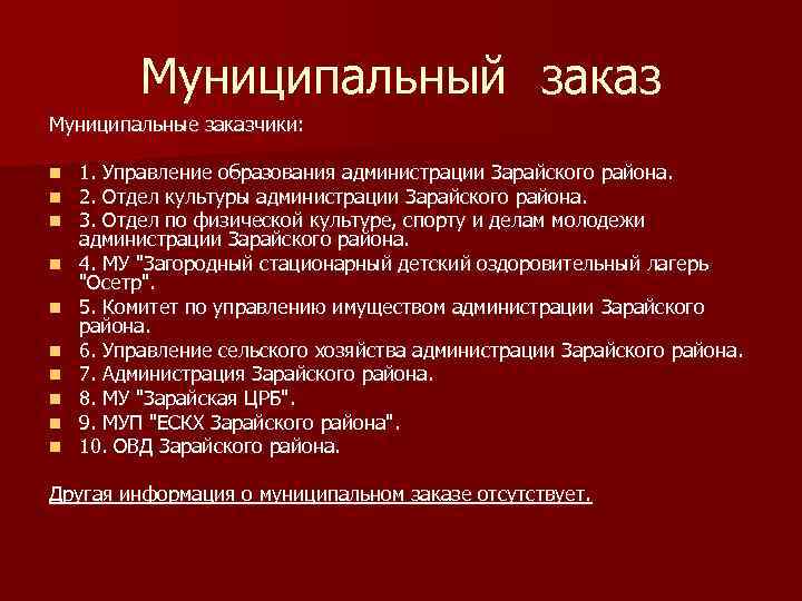 Сфера муниципального заказа