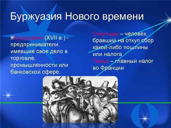 Буржуазия Нового времени Буржуазия (XVII в. ) предприниматели, имевшие свое дело в торговле, промышленности