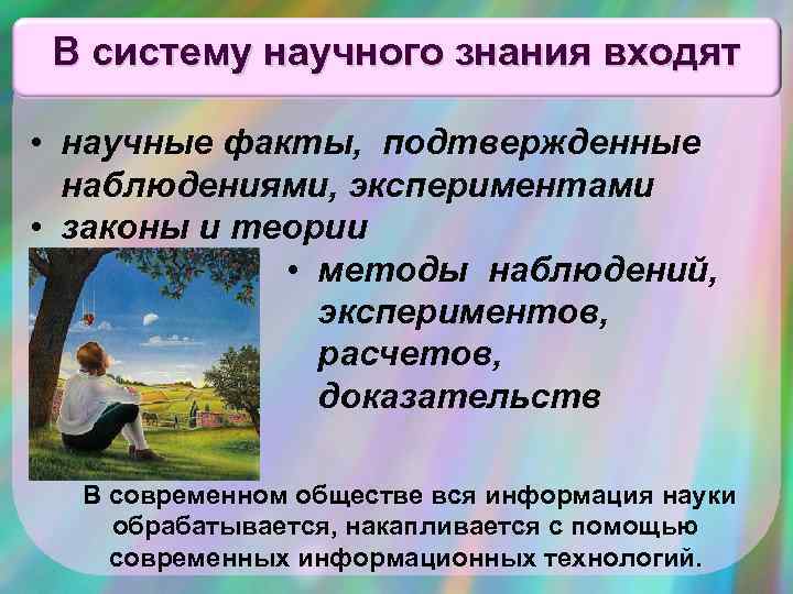 В систему научного знания входят на странице 74 • научные факты, подтвержденные наблюдениями, экспериментами