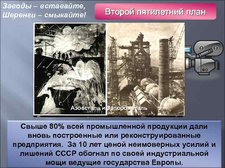 Заводы – вставайте, Шеренги – смыкайте! Второй пятилетний план Азовсталь и Запорожсталь Уральский вагоностроительный