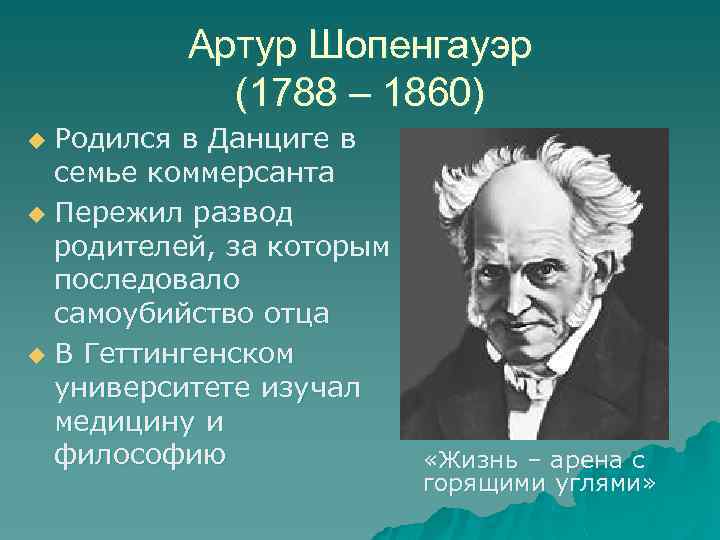 Артур шопенгауэр презентация по философии