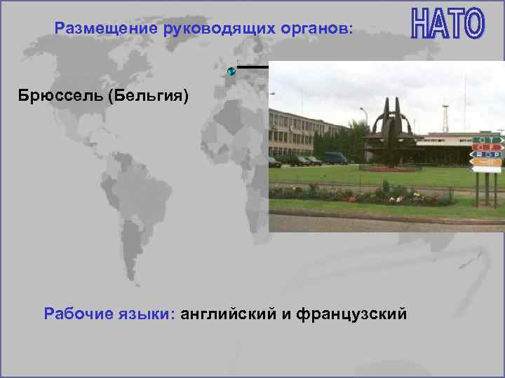 Размещение руководящих органов: Брюссель (Бельгия) Рабочие языки: английский и французский 