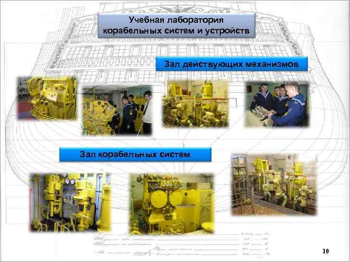 Учебная лаборатория корабельных систем и устройств Зал действующих механизмов Зал корабельных систем 10 