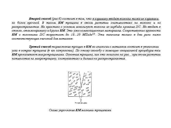 Второй способ (рис. б) состоит в том, что в керамику вводят волокна тоже из