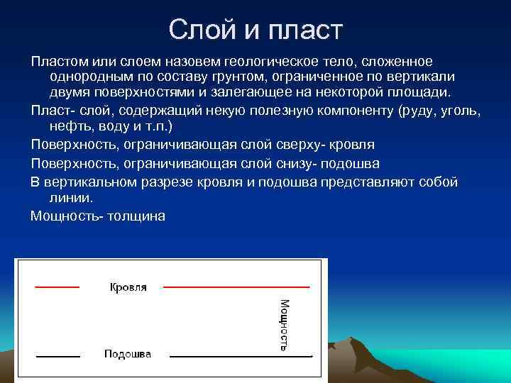 Слой и пласт Пластом или слоем назовем геологическое тело, сложенное однородным по составу грунтом,