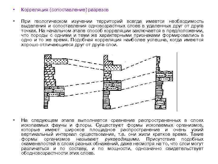 • Корреляция (сопоставление) разрезов • При геологическом изучении территорий всегда имеется необходимость выделения