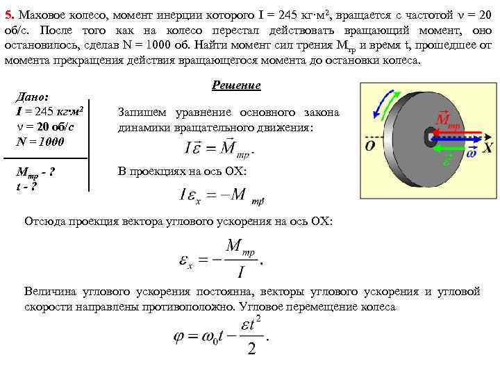 5. Маховое колесо, момент инерции которого I = 245 кг·м 2, вращается с частотой