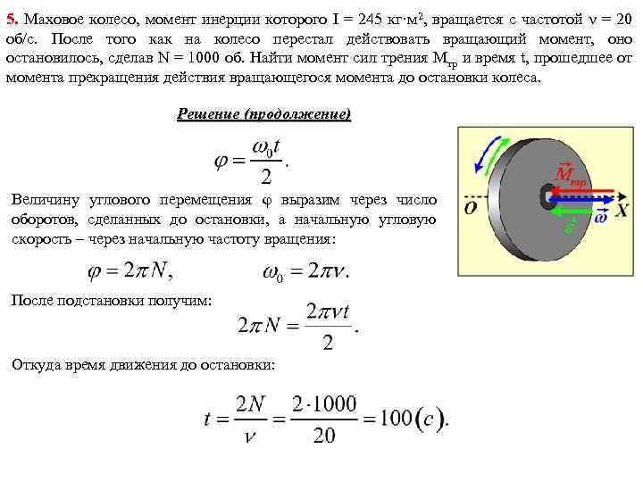 5. Маховое колесо, момент инерции которого I = 245 кг·м 2, вращается с частотой