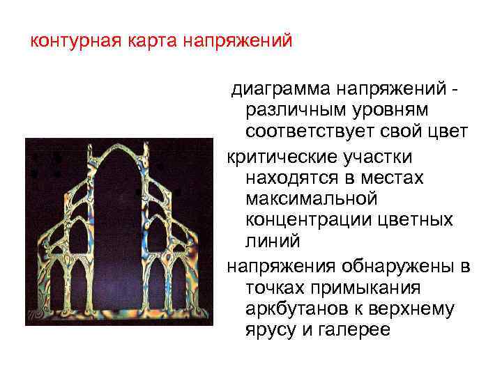 контурная карта напряжений диаграмма напряжений - различным уровням соответствует свой цвет критические участки находятся