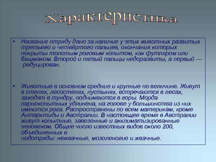  • Название отряду дано за наличие у этих животных развитых третьего и четвёртого