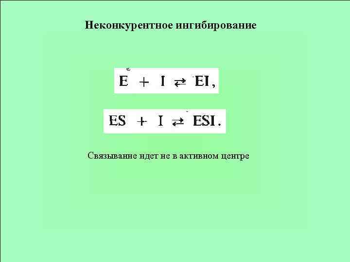 Неконкурентное ингибирование Связывание идет не в активном центре 
