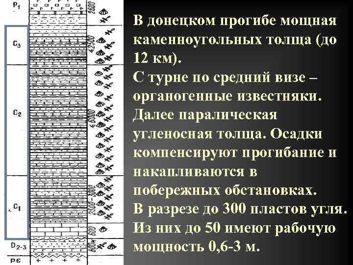 В донецком прогибе мощная каменноугольных толща (до 12 км). С турне по средний визе