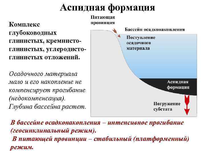 Аспидная формация Комплекс глубоководных глинистых, кремнистоглинистых, углеродистоглинистых отложений. Осадочного материала мало и его накопление
