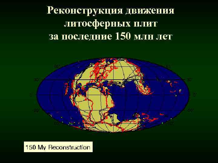 Реконструкция движения литосферных плит за последние 150 млн лет 