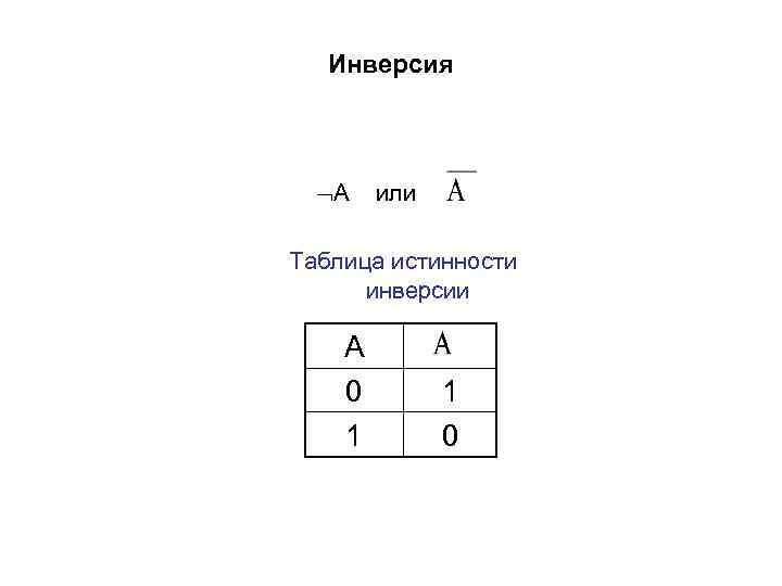 Инверсия таблица истинности