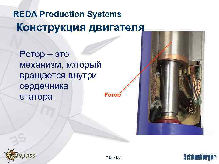 REDA Production Systems Конструкция двигателя Ротор – это механизм, который вращается внутри сердечника статора.