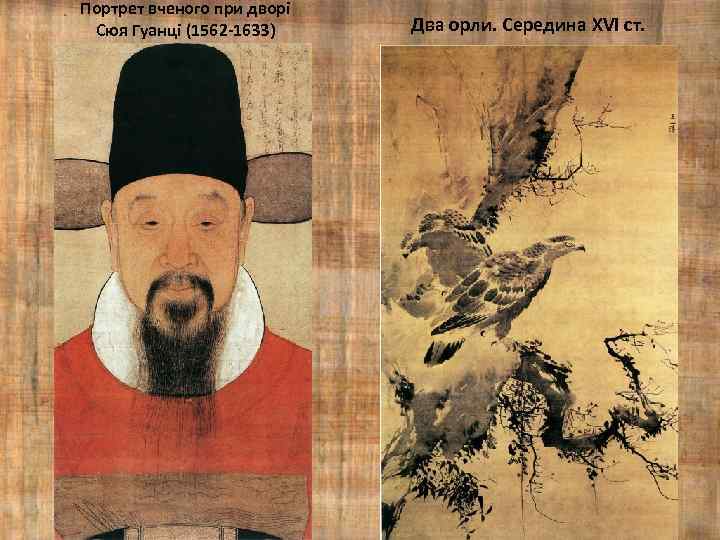 Портрет вченого при дворі Сюя Гуанці (1562 -1633) Два орли. Середина XVI ст. 