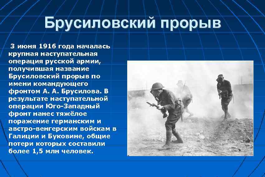 Брусиловский прорыв 3 июня 1916 года началась крупная наступательная операция русской армии, получившая название