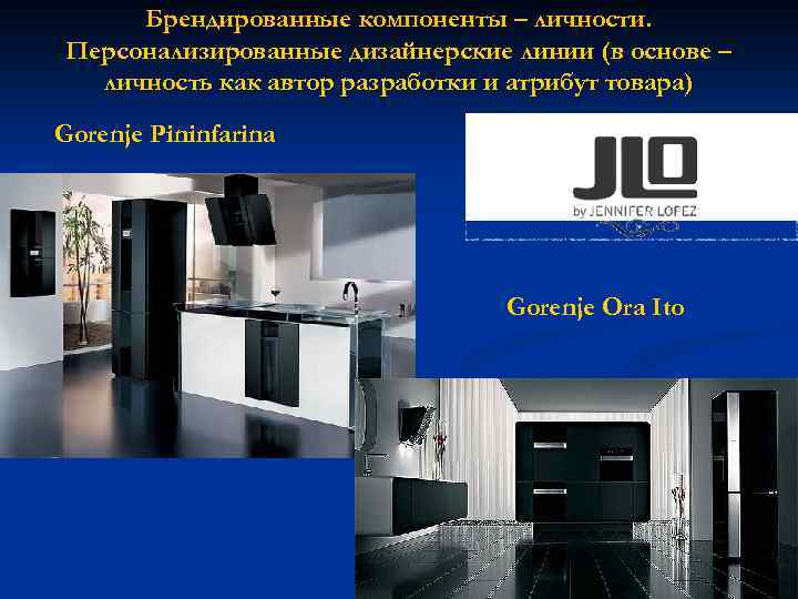 Брендированные компоненты – личности. Персонализированные дизайнерские линии (в основе – личность как автор разработки
