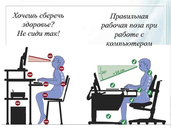 Хочешь сберечь здоровье? Не сиди так! Правильная рабочая поза при работе с компьютером 