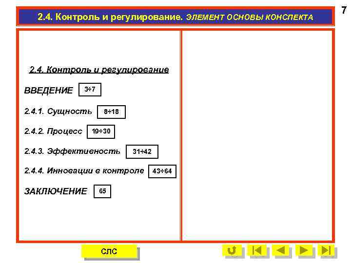 2. 4. Контроль и регулирование. ЭЛЕМЕНТ ОСНОВЫ КОНСПЕКТА 2. 4. Контроль и регулирование ВВЕДЕНИЕ