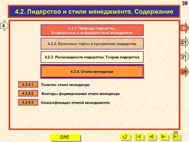38 4. 2. Лидерство и стили менеджмента. Содержание 4 8 4. 2. 1. Природа
