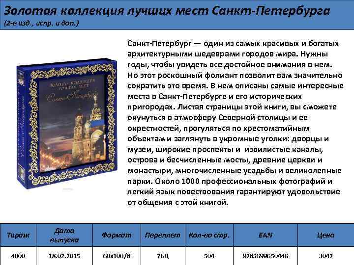 Золотая коллекция лучших мест Санкт-Петербурга (2 -е изд. , испр. и доп. ) Санкт-Петербург