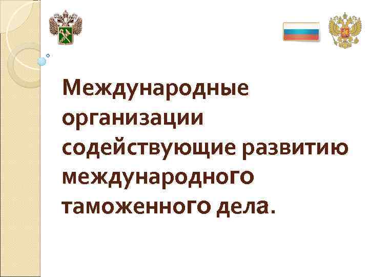 Международные организации содействующие развитию международного таможенного дела. 