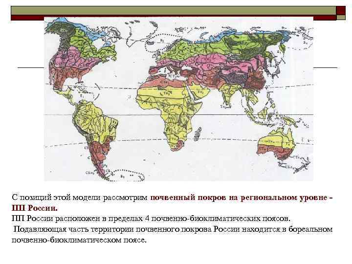 С позиций этой модели рассмотрим почвенный покров на региональном уровне ПП России расположен в