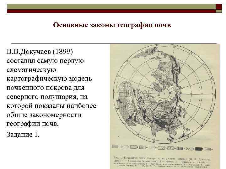 Основные законы географии почв В. В. Докучаев (1899) составил самую первую схематическую картографическую модель