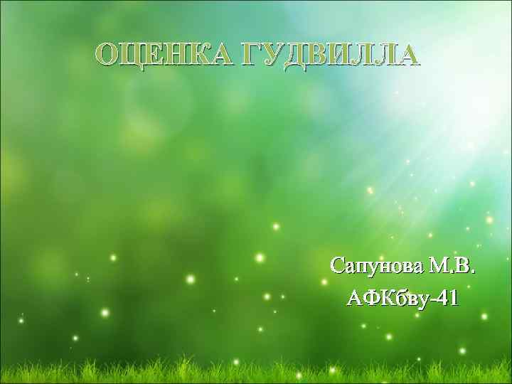 ОЦЕНКА ГУДВИЛЛА Сапунова М. В. АФКбву-41 
