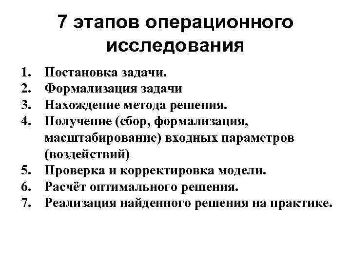 Специальные методы исследования в хирургии. Методология операционного исследования алгоритм. Основные этапы операционного исследования. Исследование операций в экономике. Последовательность этапов проведения операционного исследования.