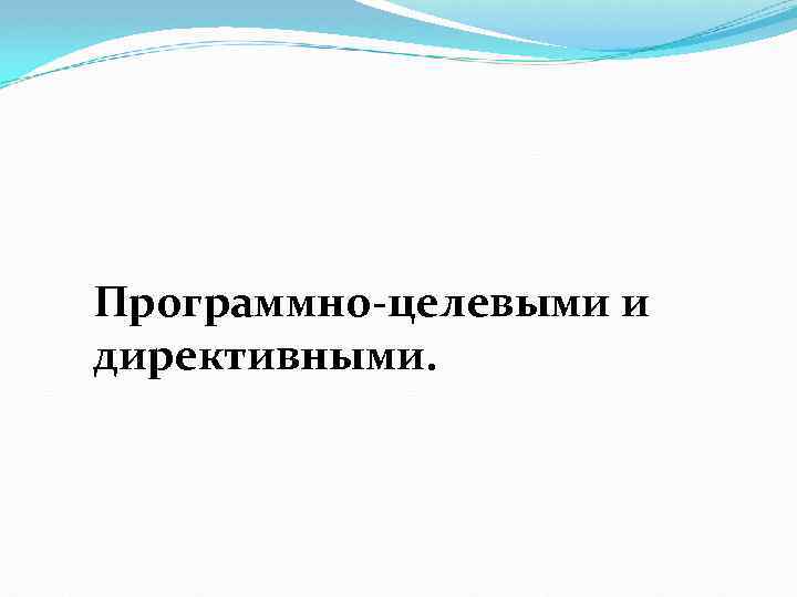 Программно-целевыми и директивными. 
