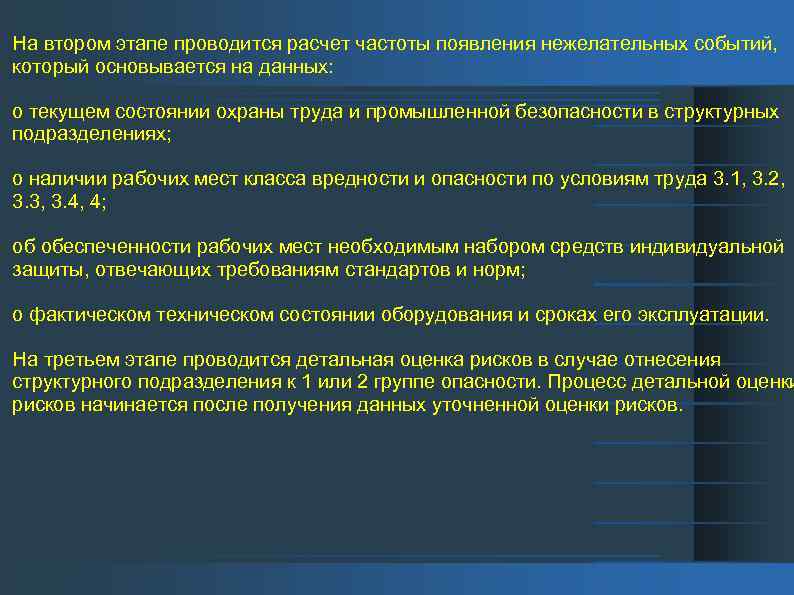 На втором этапе проводится расчет частоты появления нежелательных событий, который основывается на данных: о