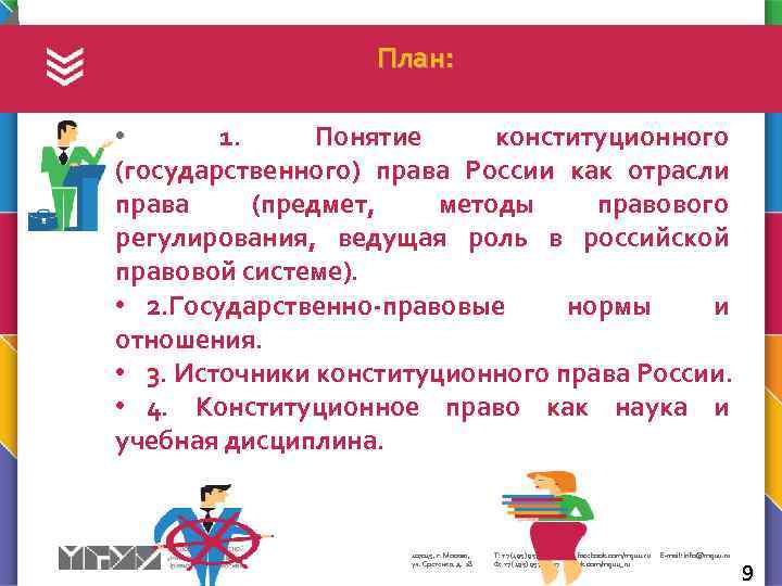 План: • 1. Понятие конституционного (государственного) права России как отрасли права (предмет, методы правового