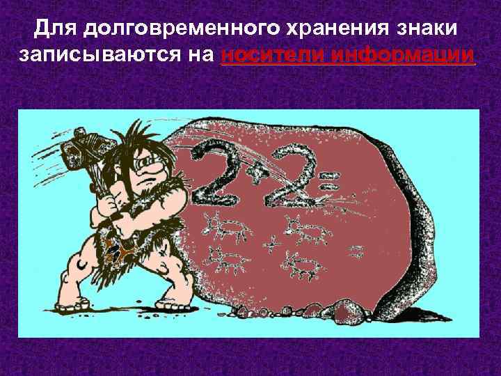 Для долговременного хранения знаки записываются на носители информации 