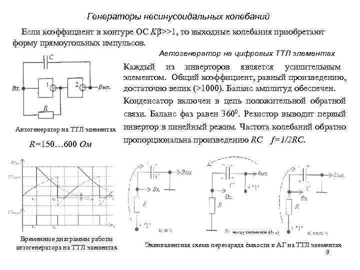 Генератор синусоидальных колебаний схема