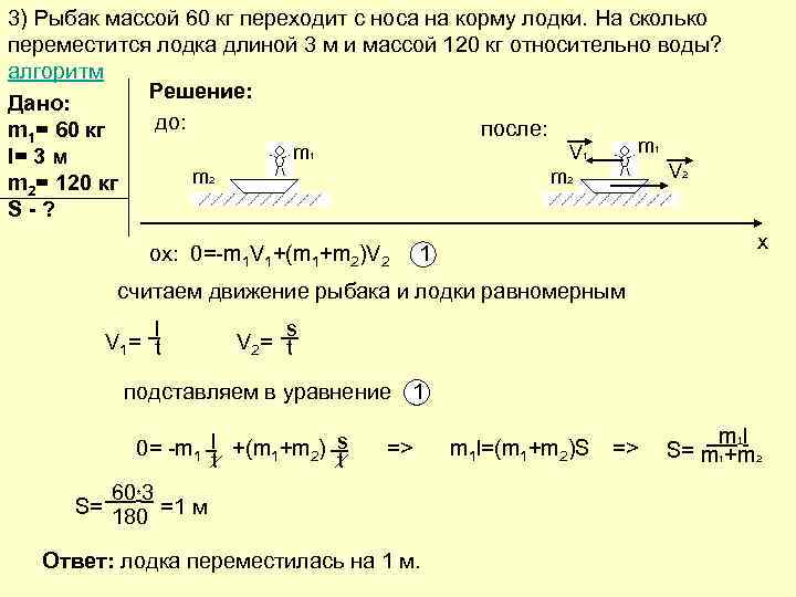 Мальчик массой 3. Рыбак массой 60 кг переходит с носа на корму. С носа на корму лодки. Человек переходит с носа на корму лодки. Человек массой 60 кг переходит с носа на корму лодки длиной 3.