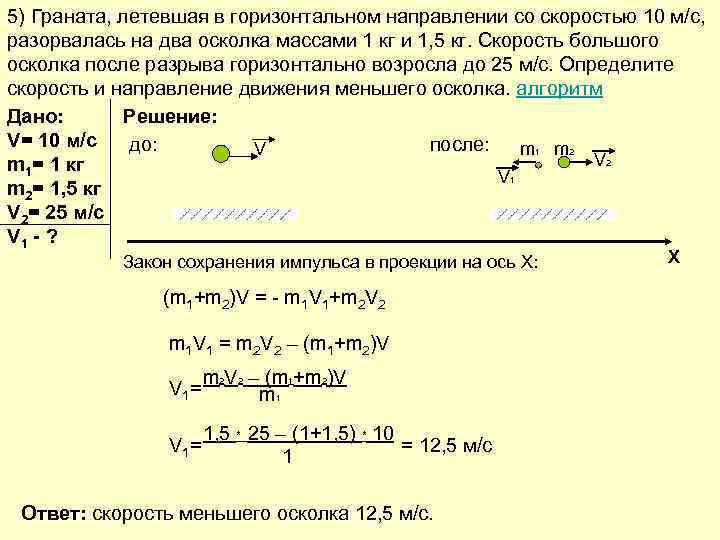 Скорость 1 5 м с. Граната летящая со скоростью 15 м/с разорвалась на два осколка. Граната массой летящая со скоростью разрывается на два осколка. Граната летящая со скоростью 15 м/с разорвалась на два осколка 0,6 и 0,4 кг. Граната кинутая со скоростью 10м с разорвалась на две части.