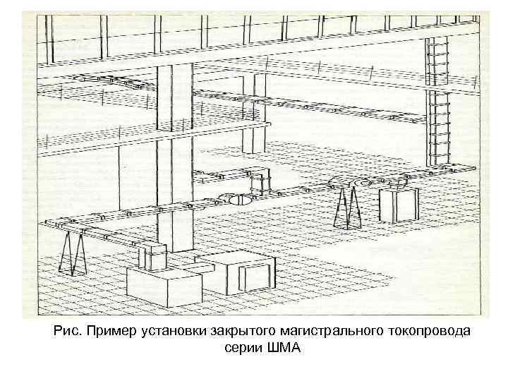Рис. Пример установки закрытого магистрального токопровода серии ШМА 