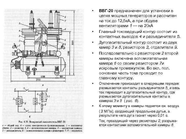  • • • ВВГ-20 предназначен для установки в цепях мощных генераторов и рассчитан