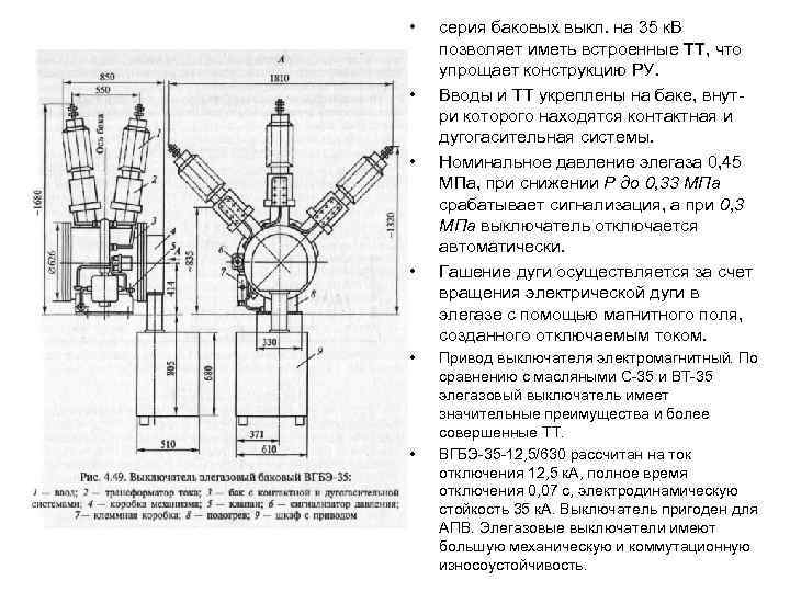  • • • серия баковых выкл. на 35 к. В позволяет иметь встроенные