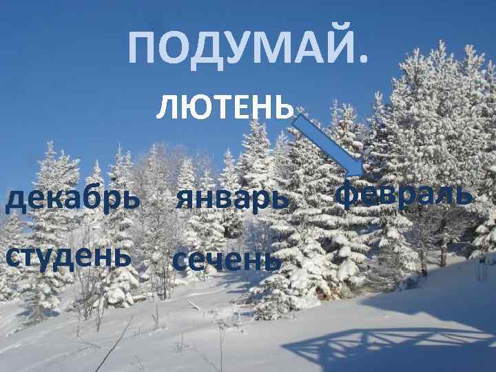ПОДУМАЙ. ЛЮТЕНЬ декабрь январь студень сечень февраль 