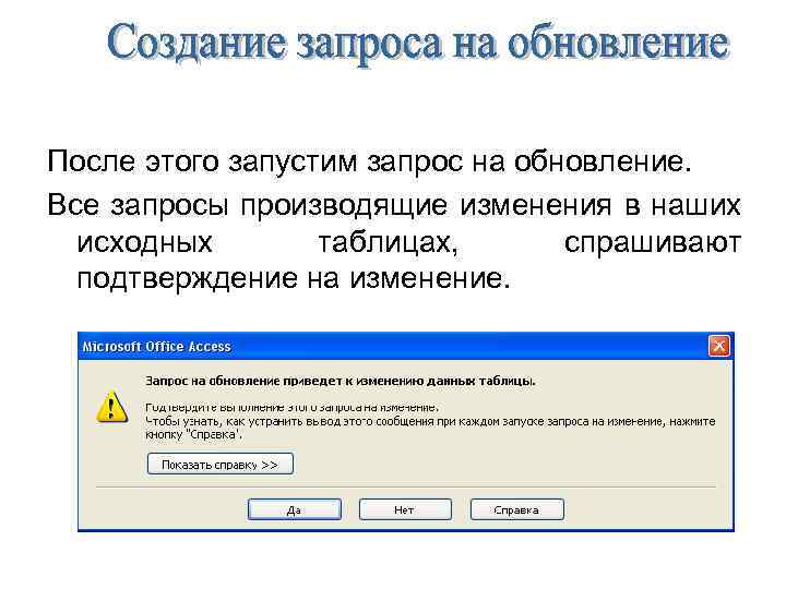 Запрос на обновление. Тема запроса. Все запросы. Для чего предназначен Тип запроса обновление.