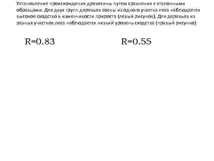 Установление происхождения древесины путем сравнения с эталонными образцами. Для двух групп деревьев сосны из