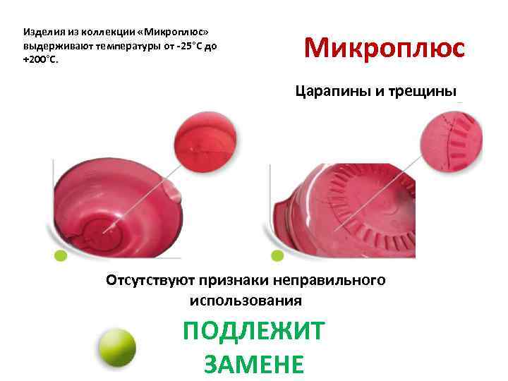 Изделия из коллекции «Микроплюс» выдерживают температуры от -25°C до +200°C. Микроплюс Царапины и трещины