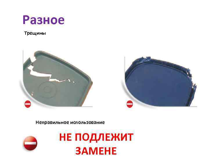Разное Трещины Неправильное использование НЕ ПОДЛЕЖИТ ЗАМЕНЕ 