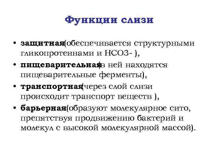 Функции слизистой